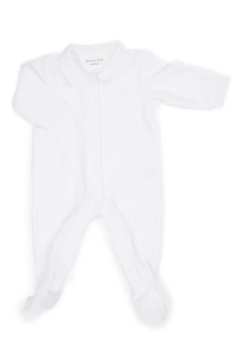 Poetree Unisex Pyjama Velours Wit - 3 maand