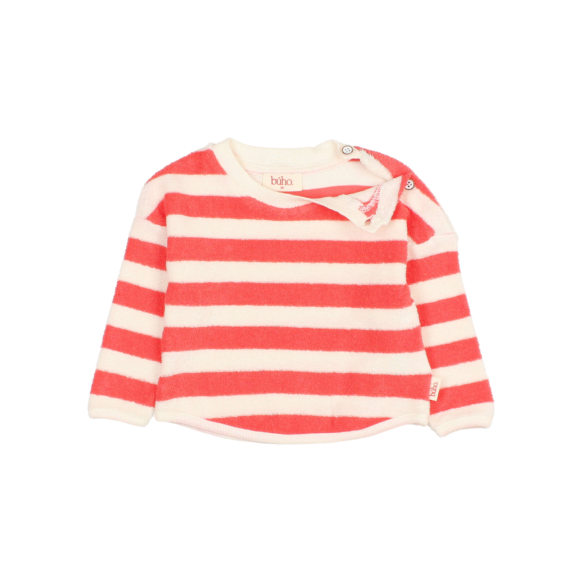 Buho Baby Sweater Terry Stripes Coral - 9 maand