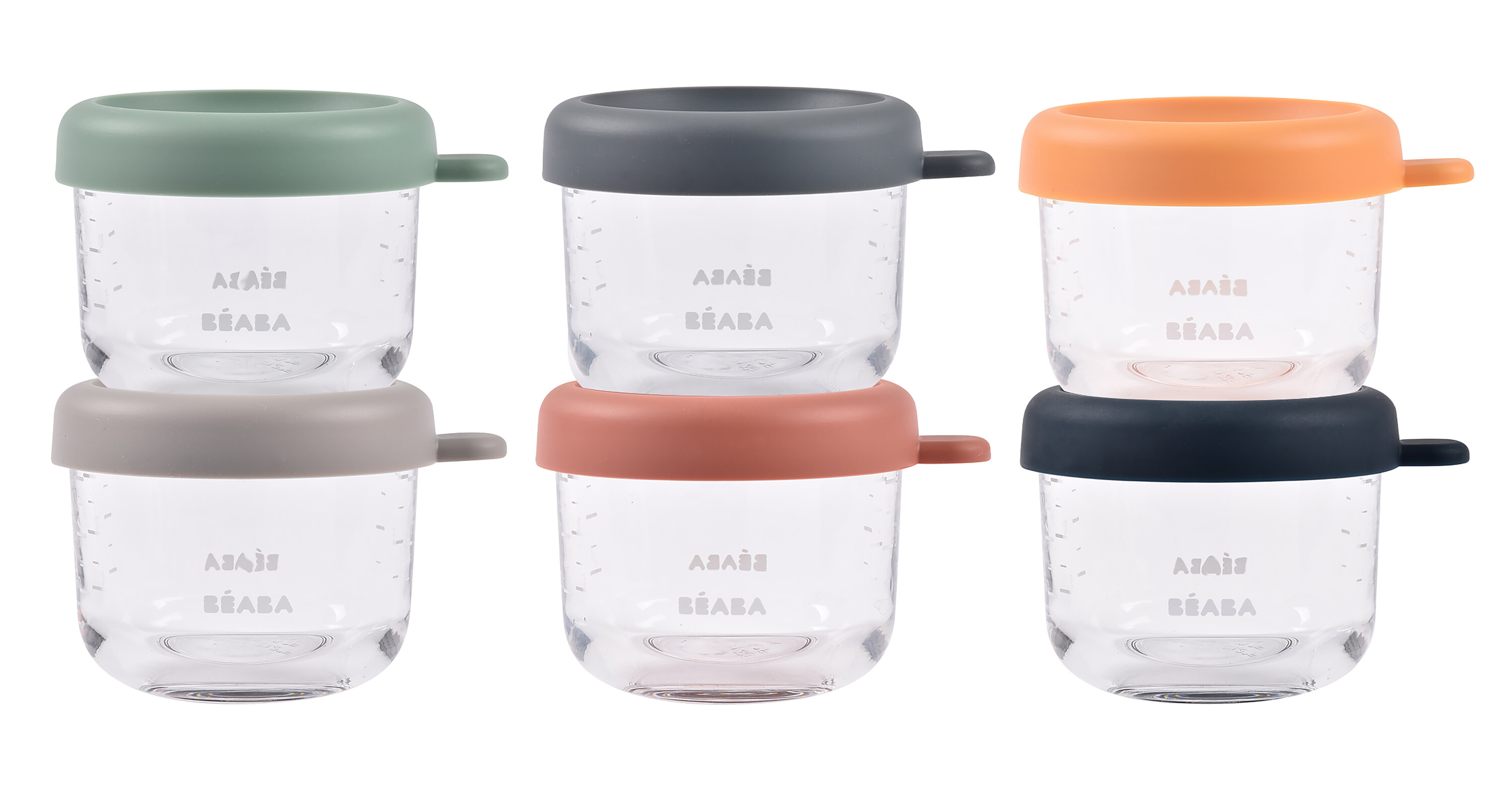 Beaba Voorraadpotjes Glas Sunrise Color mix 150 ml - 6 stuks