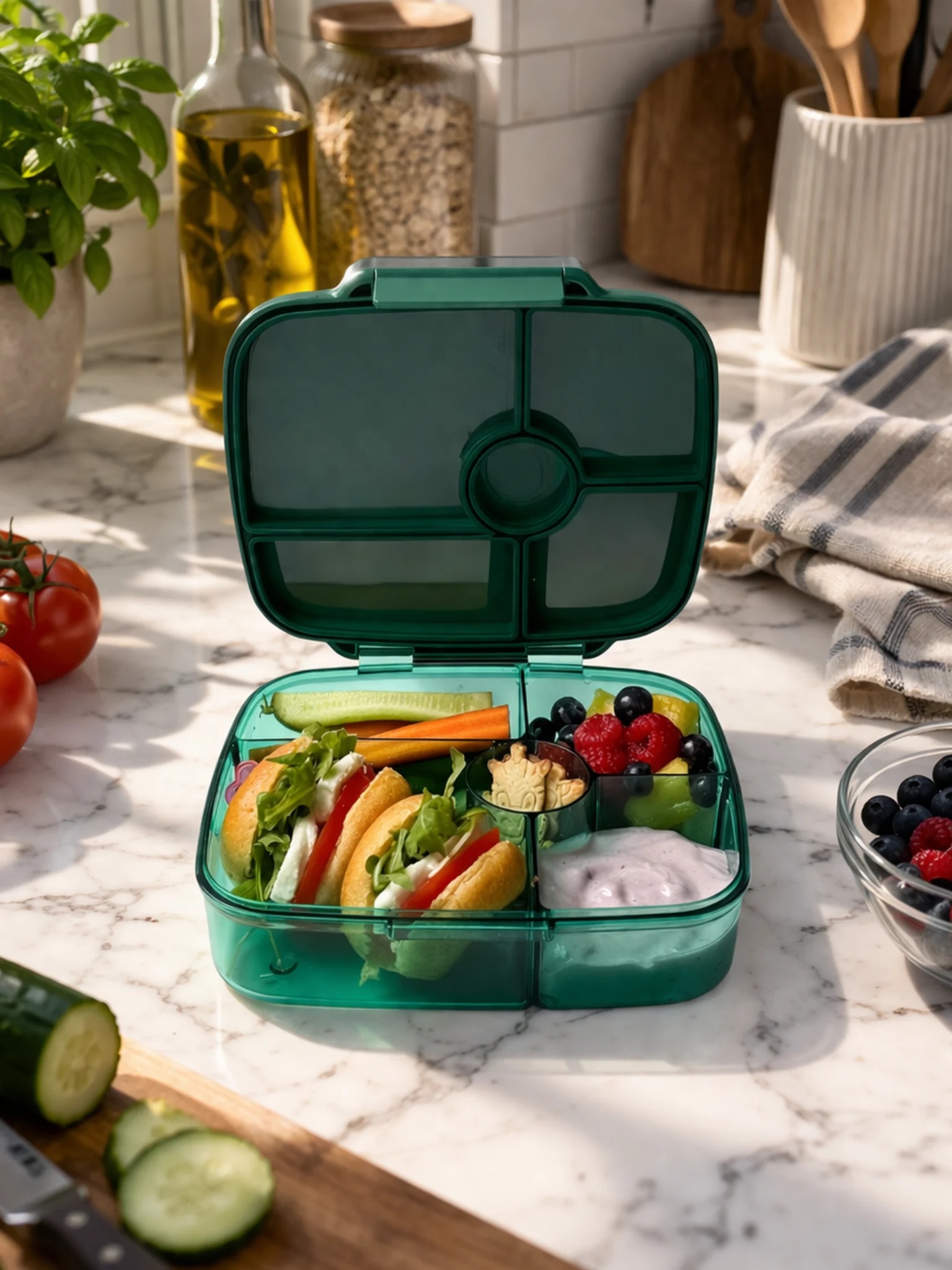 Yumbox Lunchbox Go Lima Green - 5 Vakken - 21.6x18.8x6 cm