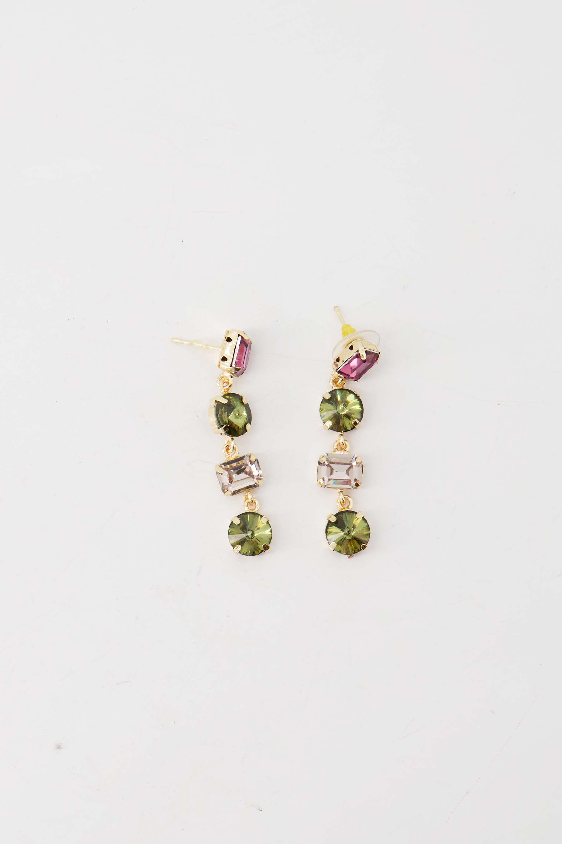 Zusss Slinger Oorbellen Gekleurde Stenen