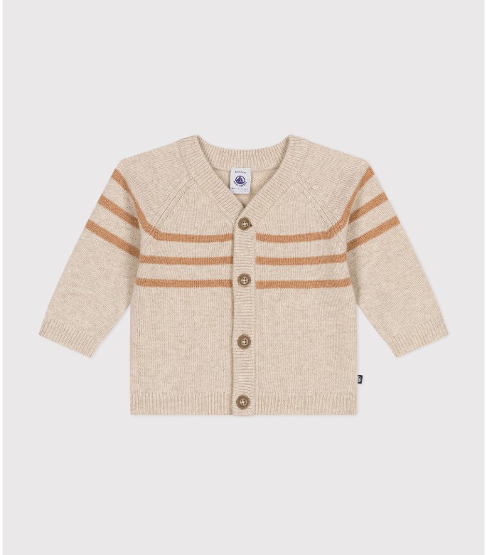 Petit Bateau / cardigan met strepen / beige