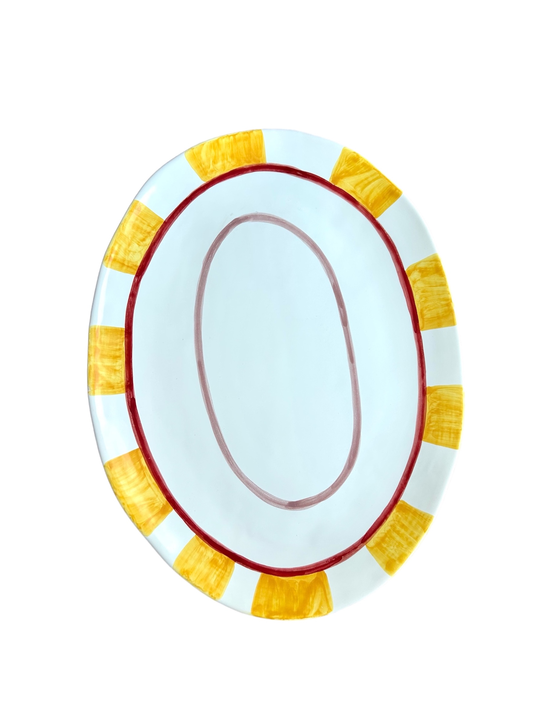 Val Pottery Bord Ovaal Think Pink Circle 46.5x35.5 cm - Handgemaakt Keramiek